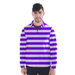 Horizontal Stripes - White and Violet Wind Breaker (Men)