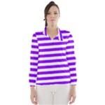 Horizontal Stripes - White and Violet Wind Breaker (Women)