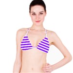 Horizontal Stripes - White and Violet Bikini Top