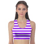 Horizontal Stripes - White and Violet Women s Sports Bra