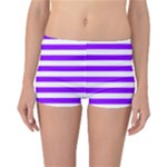 Horizontal Stripes - White and Violet Reversible Boyleg Bikini Bottoms