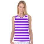 Horizontal Stripes - White and Violet Women s Basketball Tank Top