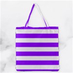 Horizontal Stripes - White and Violet Grocery Tote Bag