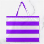 Horizontal Stripes - White and Violet Zipper Large Tote Bag