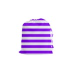 Horizontal Stripes - White and Violet Drawstring Pouch (S)