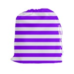 Horizontal Stripes - White and Violet Drawstring Pouch (XXl)