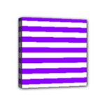 Horizontal Stripes - White and Violet Mini Canvas 4  x 4  (Stretched)