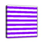 Horizontal Stripes - White and Violet Mini Canvas 6  x 6  (Stretched)