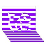 Horizontal Stripes - White and Violet LOVE 3D Greeting Card (7x5)