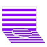 Horizontal Stripes - White and Violet Circle Bottom 3D Greeting Card (7x5)