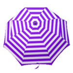Horizontal Stripes - White and Violet Folding Umbrella
