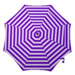 Horizontal Stripes - White and Violet Hook Handle Umbrella (Small)