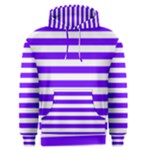 Horizontal Stripes - White and Indigo Violet Men s Pullover Hoodie