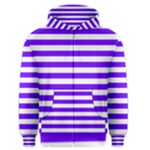 Horizontal Stripes - White and Indigo Violet Men s Zipper Hoodie
