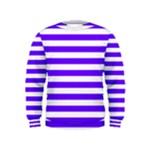 Horizontal Stripes - White and Indigo Violet Kid s Sweatshirt
