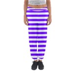 Horizontal Stripes - White and Indigo Violet Women s Jogger Sweatpants