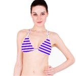 Horizontal Stripes - White and Indigo Violet Bikini Top