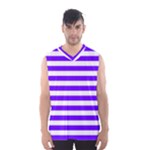 Horizontal Stripes - White and Indigo Violet Men s Basketball Tank Top