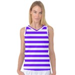 Horizontal Stripes - White and Indigo Violet Women s Basketball Tank Top
