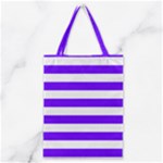 Horizontal Stripes - White and Indigo Violet Classic Tote Bag