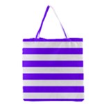 Horizontal Stripes - White and Indigo Violet Grocery Tote Bag