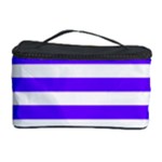 Horizontal Stripes - White and Indigo Violet Cosmetic Storage Case