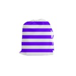 Horizontal Stripes - White and Indigo Violet Drawstring Pouch (S)