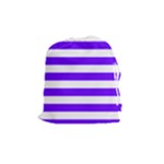 Horizontal Stripes - White and Indigo Violet Drawstring Pouch (M)