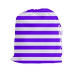 Horizontal Stripes - White and Indigo Violet Drawstring Pouch (XXl)