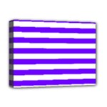 Horizontal Stripes - White and Indigo Violet Deluxe Canvas 16  x 12  (Stretched)
