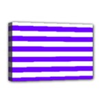 Horizontal Stripes - White and Indigo Violet Deluxe Canvas 18  x 12  (Stretched)