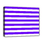 Horizontal Stripes - White and Indigo Violet Deluxe Canvas 20  x 16  (Stretched)