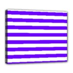 Horizontal Stripes - White and Indigo Violet Deluxe Canvas 24  x 20  (Stretched)