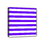 Horizontal Stripes - White and Indigo Violet Mini Canvas 4  x 4  (Stretched)