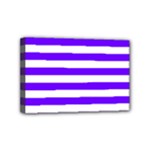 Horizontal Stripes - White and Indigo Violet Mini Canvas 6  x 4  (Stretched)