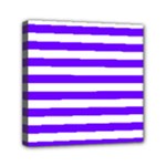 Horizontal Stripes - White and Indigo Violet Mini Canvas 6  x 6  (Stretched)
