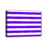 Horizontal Stripes - White and Indigo Violet Mini Canvas 7  x 5  (Stretched)