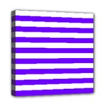 Horizontal Stripes - White and Indigo Violet Mini Canvas 8  x 8  (Stretched)