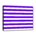 Horizontal Stripes - White and Indigo Violet Canvas 14  x 11  (Stretched)