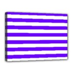 Horizontal Stripes - White and Indigo Violet Canvas 16  x 12  (Stretched)