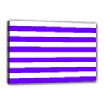 Horizontal Stripes - White and Indigo Violet Canvas 18  x 12  (Stretched)
