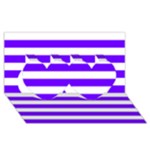 Horizontal Stripes - White and Indigo Violet Twin Hearts 3D Greeting Card (8x4)