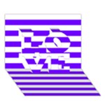 Horizontal Stripes - White and Indigo Violet LOVE 3D Greeting Card (7x5)