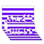 Horizontal Stripes - White and Indigo Violet Get Well 3D Greeting Card (7x5)