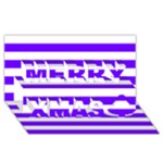 Horizontal Stripes - White and Indigo Violet Merry Xmas 3D Greeting Card (8x4)