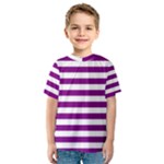 Horizontal Stripes - White and Purple Violet Kid s Sport Mesh Tee