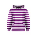 Horizontal Stripes - White and Purple Violet Kid s Pullover Hoodie