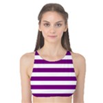 Horizontal Stripes - White and Purple Violet Tank Bikini Top