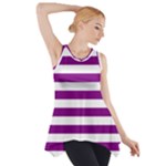 Horizontal Stripes - White and Purple Violet Side Drop Tank Tunic