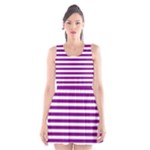 Horizontal Stripes - White and Purple Violet Scoop Neck Skater Dress